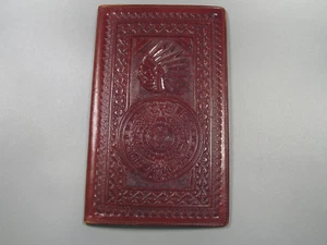 Vintage Brown Leather Bifold Wallet Indian Head & Mayan Circle.  #32 - Picture 1 of 7