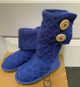 Neu UGG Australia KINDER BLAU/LILA K Lattice Cardy kniehohe Stiefel Größe 10 - Bild 1 von 8