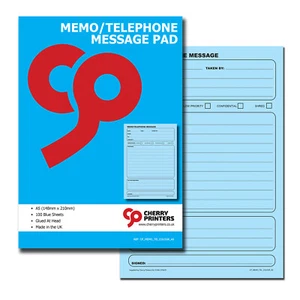Kirschblau Memo/Telefon Nachricht PAD A5 100 Seiten 80 gsm - Bild 1 von 2