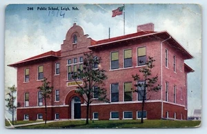 Öffentliche Schule in Leigh Nebraska um 1914 Postkarte - Bild 1 von 2