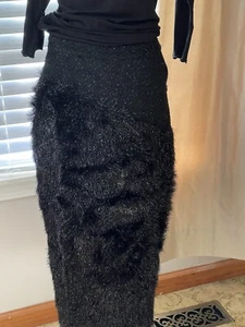Masha Ma Black Lipstick Fringe Knee Length Skirt NWT Retail $345 - Picture 1 of 7