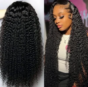 Lushlanes Hair Boutique 13x4 Kinky Curly Lace Frontal Wig Human Hair Wig 150% - Picture 1 of 5