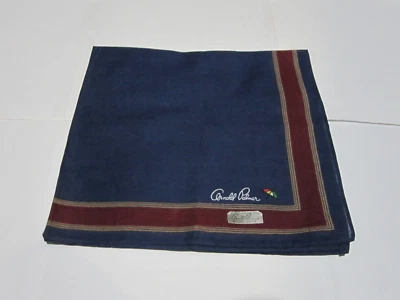 USED ARNOLD PALMER NAVY BLUE SOLID COTTON 18" POCKET SQUARE HANDKERCHIEF MEN - Image 1 of 4