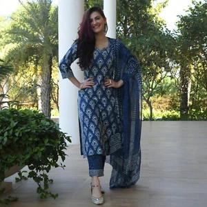 Bollywood Style New Women Girls Ethnic Kurta With Paint dupatta suits set - Picture 1 of 8