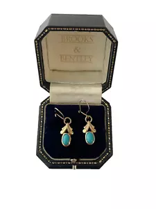 1996 Turquoise Earrings 9ct Gold Vintage Turquoise Gold Earrings - Picture 1 of 16