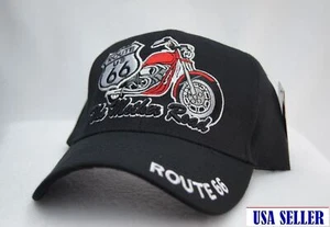 Baseballmütze/Mütze "THE MOTHER ROAD ROUTE 66" 3D POP STICKEREI SCHWARZ FARBE - - Bild 1 von 2