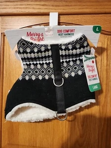 Merry & Bright Dog Comfort Vest Harness Party Black Sweater Size Large NEW - Picture 1 of 2
