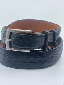 Vintage Herren schwarz 38" echt Krokodilleder schwarz Haut eleganter Arbeitsgürtel - Bild 1 von 10