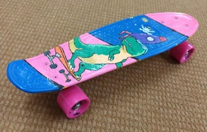 Vintage 1980s Rare Maui Space Dino Blue and Pink Skateboard 22" x 5.6" - Picture 1 of 15