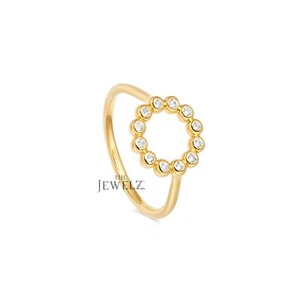 Anello design cerchio diamanti oro 14 carati 0,24 CT lunetta set VS/F-G - The Jewelz - Foto 1 di 3