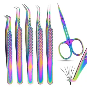My Lash Tools Fiber Tip Lash Tweezers, Lash Scissor Eyelash Extension Tweezers - Picture 1 of 9