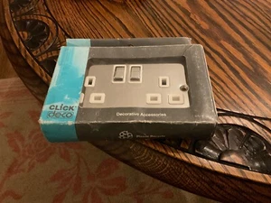 click deco Victorian polish chrome white inserts double wall socket - Picture 1 of 5