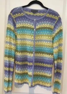 Northern Isles Large Open Crochet Multi-Colored Cardigan - Picture 1 of 3