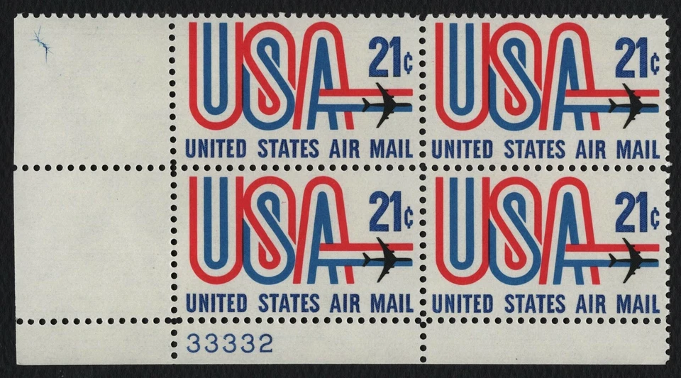 #C81 21c USA and Jet, Plate Block [33332 LL] Mint **ANY 5=FREE SHIPPING** - Image 1 of 1