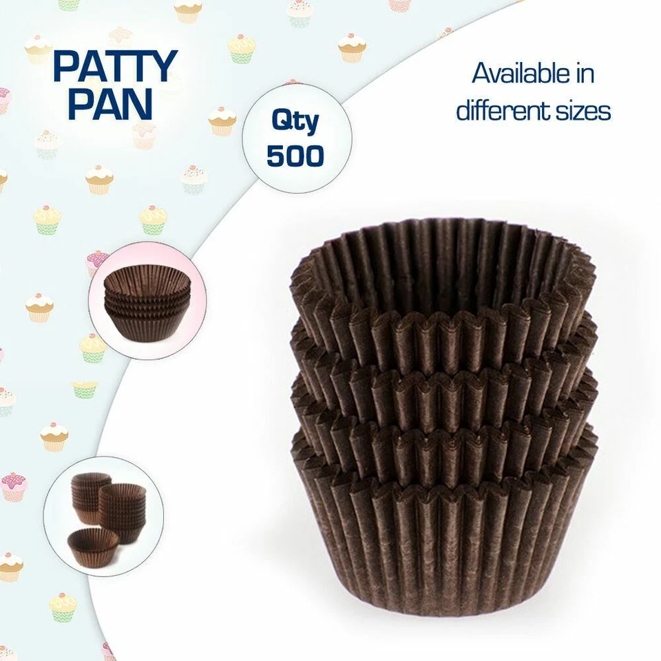 Patty Pans Muffin Cases Choc 500/Pk Cake Boards Cupcake Liners Boxes Baking Cups - image 1 of 2