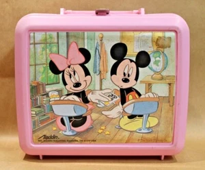 Mickey Mouse and Minnie Mouse Lunch Box Aladdin Pink Vintage 80s - Picture 1 of 8