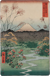 Utagawa Hiroshige - Plain in Kai Province, View of Mt. Fuji 1858 - 17"x22" Print