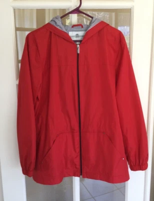 Women's size Large Fleet Street Windbreaker Summer Rain Jacket with hood - Image 1 of 4