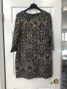 Tahari Paisley 3/4 Sleeve Midi Shift Dress Size 10 - Picture 1 of 9