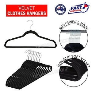 BULK Flocked Velvet Clothes Hangers Coat Nonslip Hanger Slim Non Slip AU - Picture 1 of 13