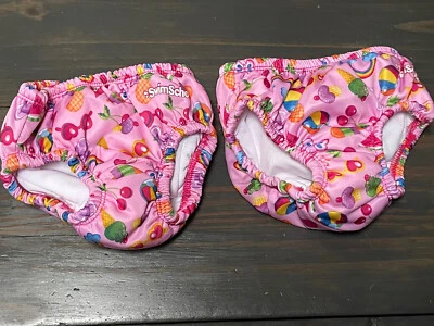 Lote 2 Pañales de Natación Aqua Leisure Bebé Niña Rosa Verano Talla 18 Meses USADOS UNA VEZ!! Foto 1 de 4