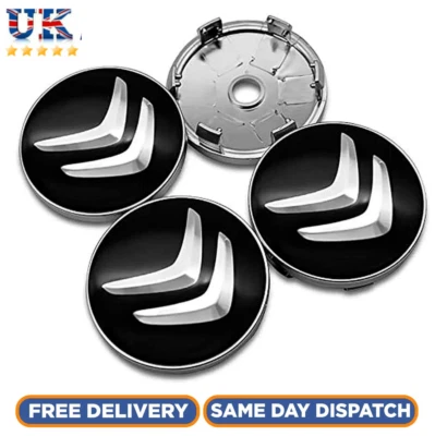 4x Citroen 60mm Alloy Wheel Centre Hub Caps in Black C1 C3 C4 DS3 Most Models UK - Image 1 of 4