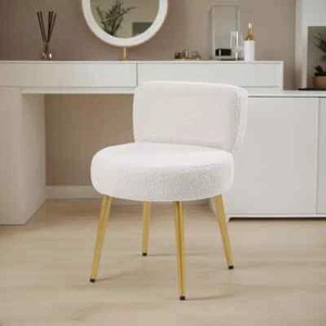 Upholstered Dressing Table Vanity Chair Padded Seat Makeup Stool Medium Backrest - Picture 1 of 12