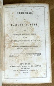 Hudibras 1851 Samuel Butler w/ Notes by Nash 17th Century British Satirical Poem - Imagen 1 de 24
