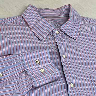 Peter Millar Seaside Collection Button Down Men's Sz L Blue Pink Striped Shirt - Image 1 of 4