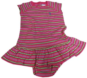 Ralph Lauren Polo Bebé Niñas 2 Piezas Vestido Rosa Rayas 18 Meses NUEVO CON ETIQUETAS NUEVO - Imagen 1 de 4