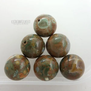 6 cuentas redondas grandes de riolita natural 16 mm verde marrón #22212 - Imagen 1 de 2
