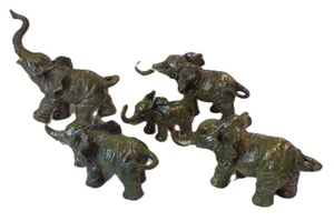 Herd of Five Little Ceramic Elephants (about 2-5 inches tall at tallest point) - Picture 1 of 12