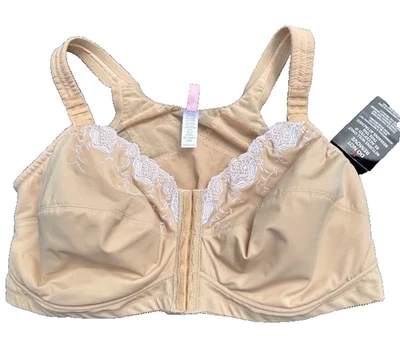 Sutiã feminino Comfort Choice fecho frontal bordado branco sem fio plus size 50D - Imagem 1 de 4