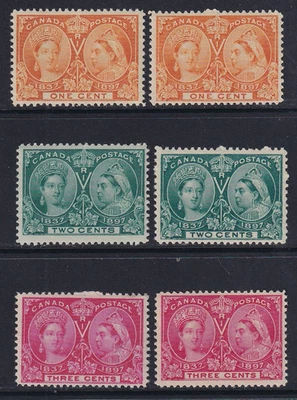 Canada  Jubilees #51-53  Two Shades of Each  All MNH  CV $220.00  FRESH! - Image 1 of 2