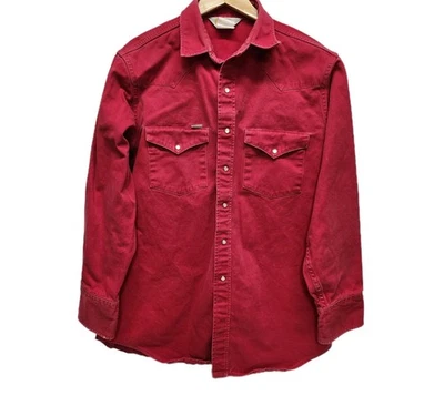Винтажная мужская рубашка Carhartt прочная уличная одежда вестерн жемчуг на кнопках большой красный цвет - Изображение 1 из 4
