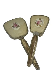 VTG Regent of London Mirror & Brush Set Victorian Floral Vanity Décor - Picture 1 of 13