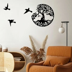Arte de pared de metal colgante hogar árbol de la vida sala de estar jardín escultura decoración - Imagen 1 de 6