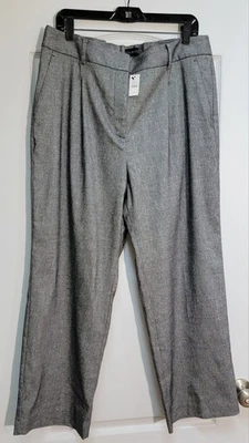 Pantalones para mujer Talbots Bristol 14 gris mezcla de lino plisados pierna recta tobillo nuevos con etiquetas Foto 1 de 4