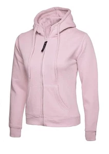 Uneek - Baju Hoodie Berzip Penuh Wanita - 50% Poliester 50% Kapas - Pink Saiz S - Picture 1 of 1