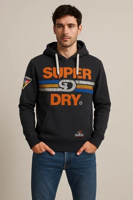 Superdry Malibu Grit Sun Surf Co Sudadera con Capucha Hombre M Retro Gráfico Pullover Azul Gris Foto 1 de 4