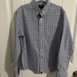 UNTUCKIT Boys Button Down Shirt Checkered Long Sleeve Blue White Size 12. - Picture 1 of 3
