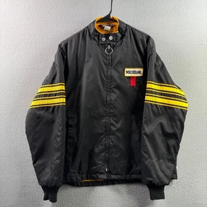Vintage Michelob Jacket Mens Medium Black Racing Fleece Lined 70s 80s USA - Picture 1 of 22