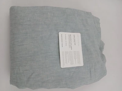 Pottery Barn Belgian Flax Linen Curtain Panel 50x96 Inch Blue Blackout Lining - Image 1 of 4