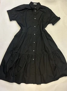CO. ESSENTIALS Tiered Cotton Poplin Oversized Shirt-dress Womens M Black $900 - Picture 1 of 6