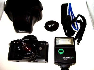Vivitar V3800N 35mm Film camera with 50mm F 1.7 Lens - Vivitar Case - Works - Image 1 of 4