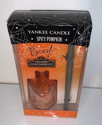 Yankee свечи пряный тыквы Reed диффузор оранжевый паутина ваза Хэллоуин новый - Изображение 1 из 2