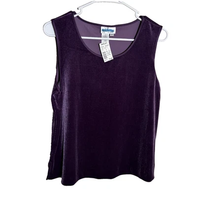Camiseta sin mangas Coldwater Creek para mujer mediana púrpura terciopelo sin mangas cuello redondo nueva con etiquetas Foto 1 de 4