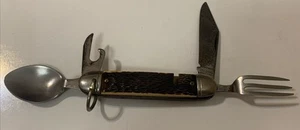 Small Colonial Prov USA Pocket Knife Camping Hobo, Fork Spoon Opener - Picture 1 of 8