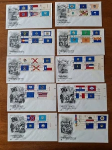 US FDC #1633-1682 Artcraft 1976 DC 50 State Flags Bicentennial Set of 10 - Picture 1 of 1