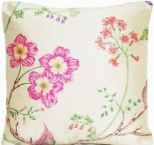 Pink Flowers Cushion Cover Lorca Silk Fabric Roses Daisy Lavender Printed 16”